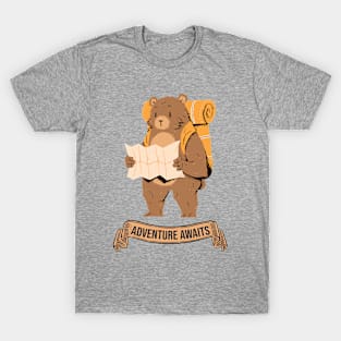 Adventure Awaits - Hiking Bear T-Shirt